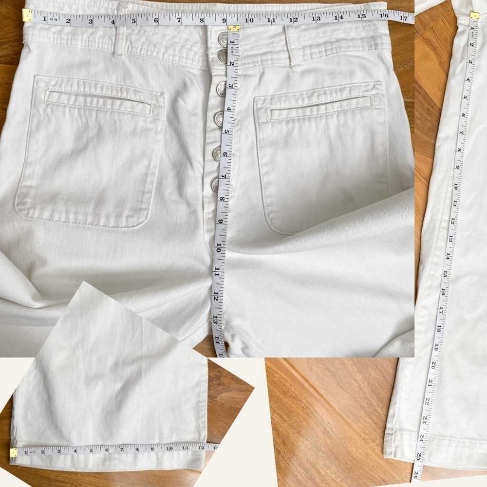 We The Free Anthropologie Collette Wide Leg Jeans Crop Ivory Costal Bono Size 31 - Picture 9 of 9